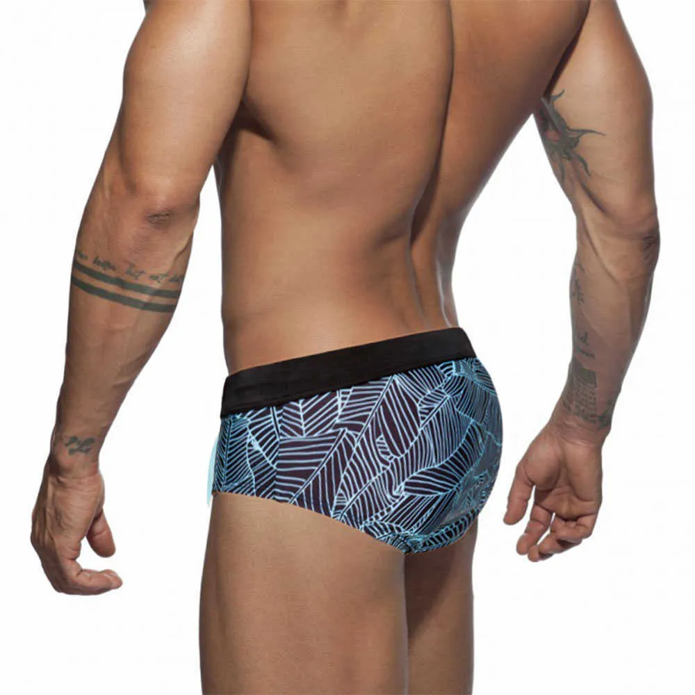 Hommes maillots de bain sexy nageurs de natation mémoires de la taille basse de nage de feuille de nage de nage de nage de maillot de bain plage plage de plage bikini short de surf 25457825