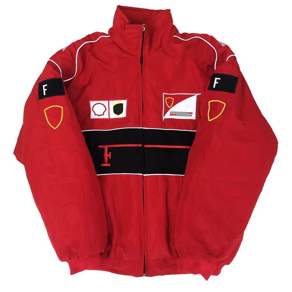 F1 Racing Suit Long-sleeved Jacket Retro Motorcycle Suit Jacket Motorcycle Team Winter Cotton Clothing Suit Embroidered Warm Jacket fs