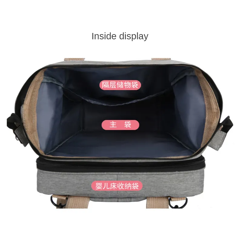 2021 Portable Folding Crib Mom Kit Out Light Multi-Functional Casual Shoulder Mor och Baby Bag
