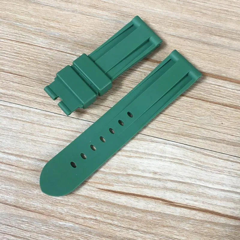 Horlogebanden 24 mm zwart rood grijs oranje wit groen geel zachte siliconen rubberen horlogeband vervangen voor PAM PAM441 PAM111 met Butter329w