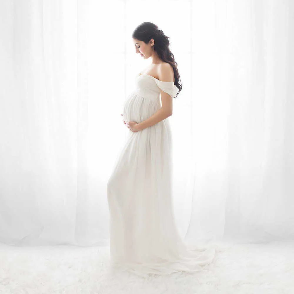 Seksowne sukienki macierzyńskie do sesji zdjęciowej Szyfonowe sukienki ciąż