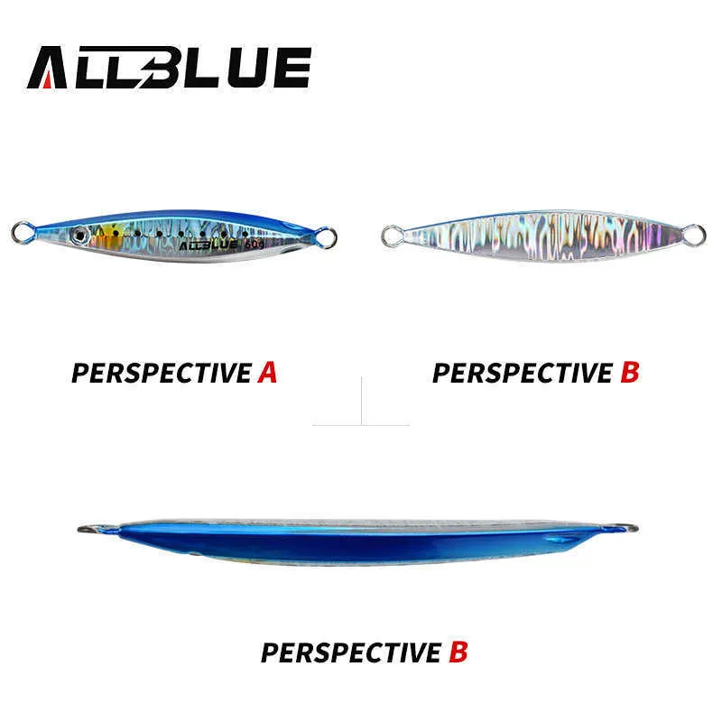 AllBlue Langzamer omhoog Z-licht metalen Jig Vis Lure Slow Cast Jigging Lepel 20G 30G 40G 60G Artificial Shore Zink Legering Aas Tackle 2221s