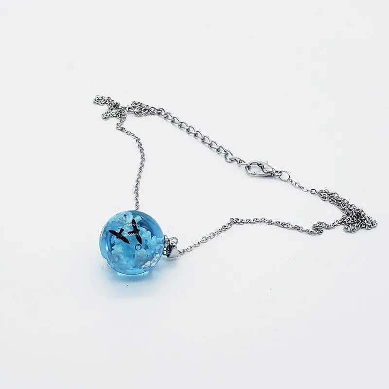 Ожерелья с подвесками, круглое светящееся ожерелье для женщин и девочек, простая цепочка, колье, прозрачная смола, шар, луна, ювелирные изделия, Gift348T