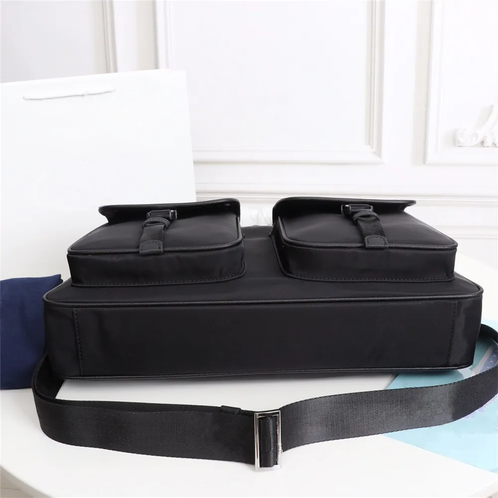 Men's black nylon designer waterproof briefcase high quality laptop bag large capacity casual simple office handbag218F