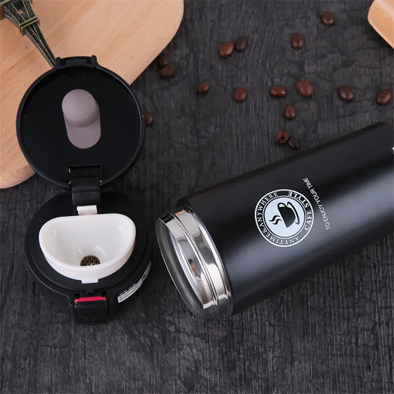 Water Thermos 380 Ml Stainless Steel Car Coffee Mug Travel Flask Bottle Double Wall Vacuum Insulated Cup 210423