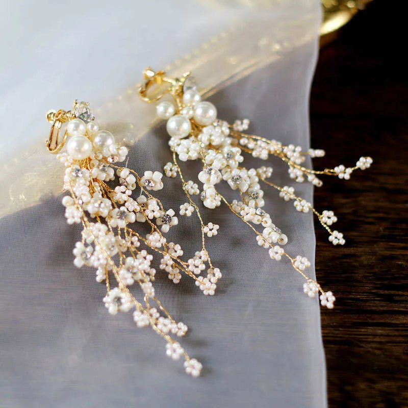 Moda Luksusowa Korona Ślubna Opaska Bridal Tiara Diadama Perła Biżuteria Złoty Kolor Akcesoria do włosów Kobiety Headpiece X0625