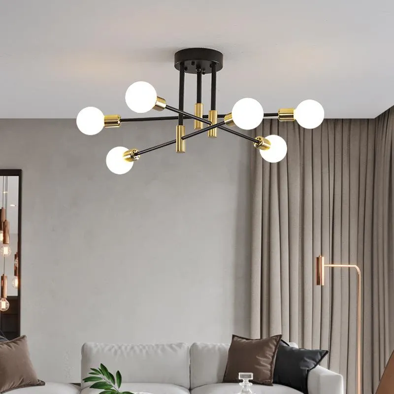 Plafonniers lustre moderne lampe à LED pour salon salle à manger chambre cuisine noir or lumière nordique décor à la maison luminaire 238D