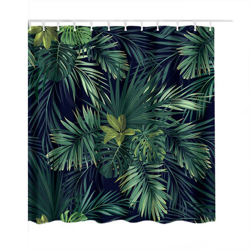 180x180cm feuilles vertes impression rideau de douche Bearoom moderne plante naturelle Polyester salle de bain rideaux 210915