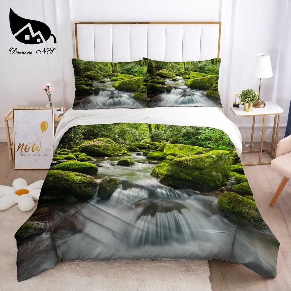 Dream Ns Beach Shell Art Bedding Hem Textilier Set King Queen BedClothes Duvet Cover Sängkläder Säng Linne Ropa de Cama 211007