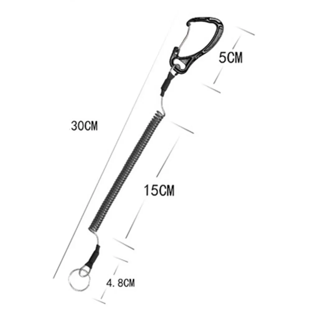 Cordino da pesca portatile a spirale o corda di sicurezza in filo d'acciaio Pinze da campeggio sicure Impugnature labbra Strumenti di allungamento massimo da 1,2 m/1,5 m