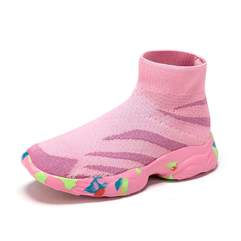 Çocuklar Ayakkabı Çocuk Çorap Sneakers Yüksek Üst Erkek Okul Ayakkabı Siyah Tasarımcı Yumuşak Kızlar Spor Sneakers Toddler Tenis Infantil 210729