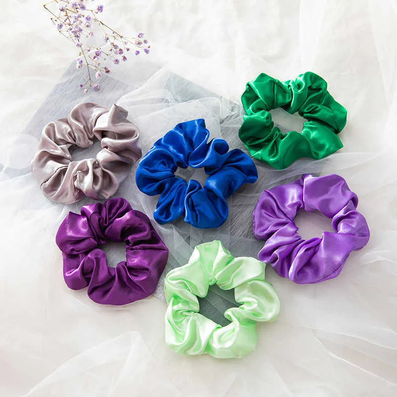 Satin Elastic velvet Bands Scrunchy Ties Ropes chiffon for Women Girls Hair Accessories X0722