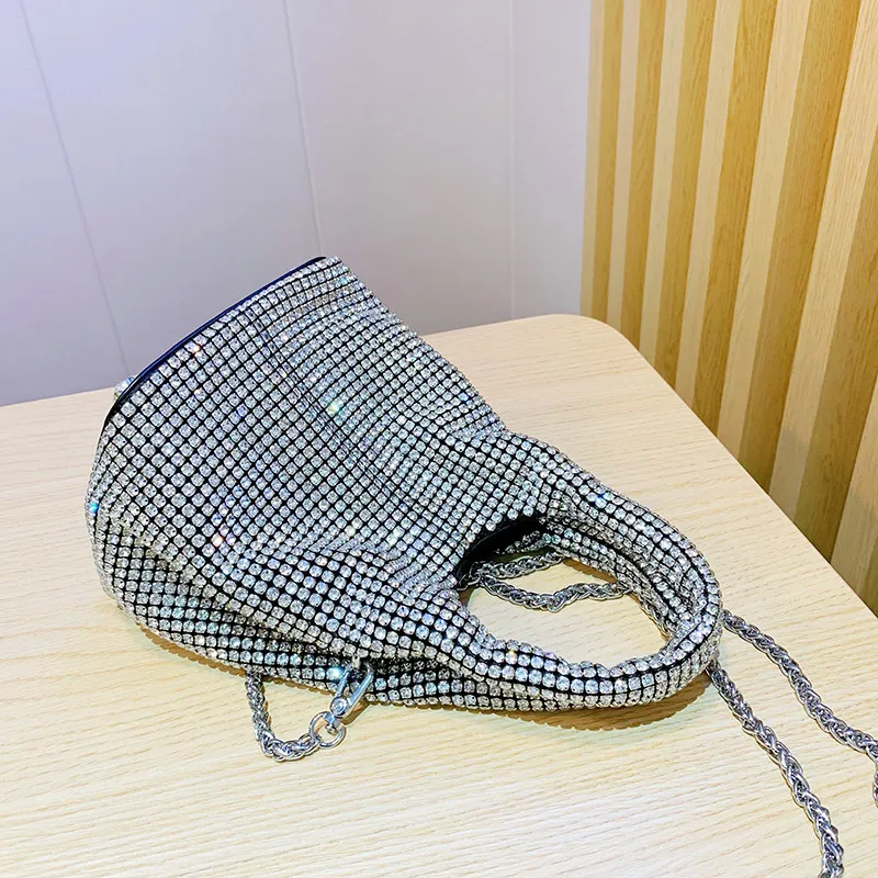 HBP Women`s Bag 2022 Spring Rhinestone Portable BucketBag One Shoulder Oblique Strap Chain Bags