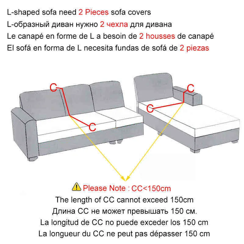 Fluwelen pluche L-vormige Sofa Cover voor Woonkamer Elastische Meubels Couch SnowCover Chaise Longue Corner Sofa Cover Stretch 211102