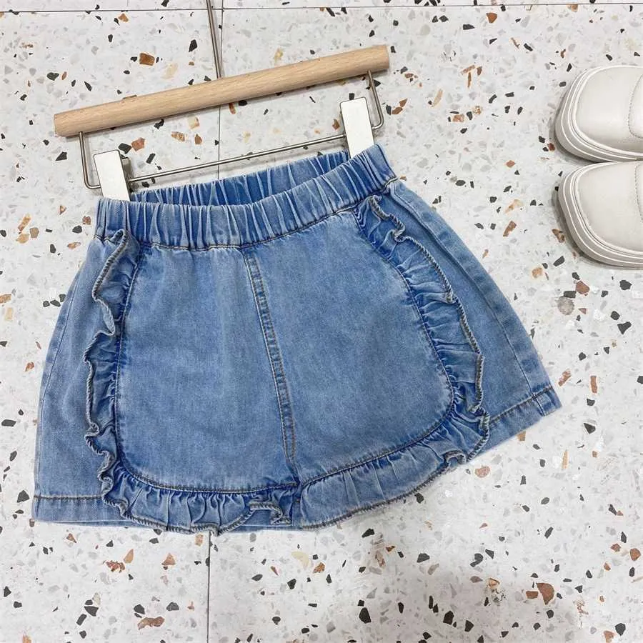 Meninas coreanas Blusa de algodão branco e shorts denim Moda verão set vire para baixo colarinho tops jeans saia outfit 210529