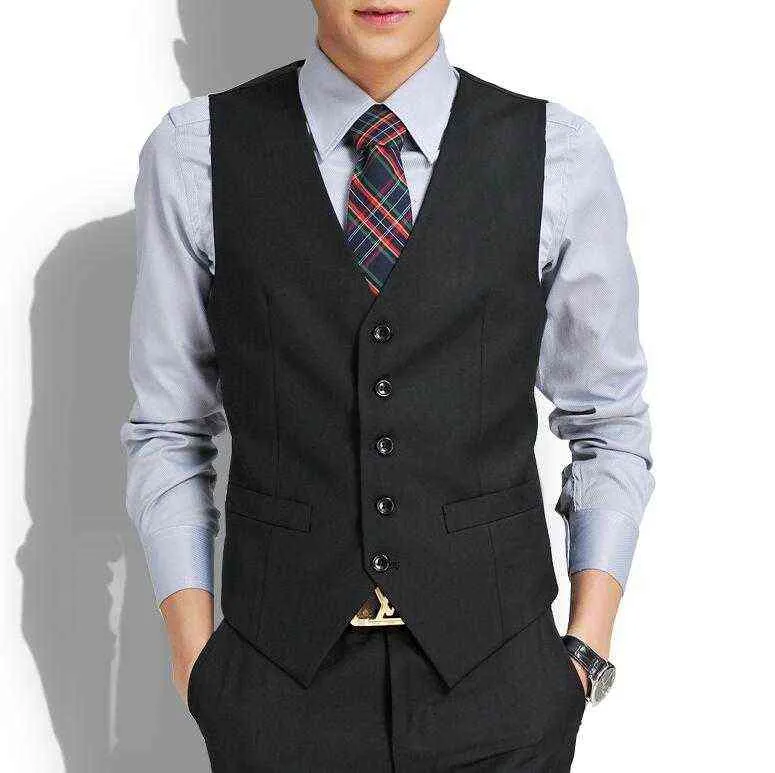 Men's Slim Fit Mens Suit Vest Casual Suit Vest Man Black Gray Formal Businss Vest Arrival Vests Male Waistcoat Gilet Homme 211120