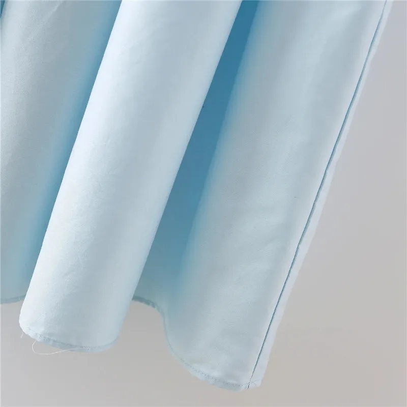 Błękitna panelowa Midi Slip Sukienka Kobiety Wzburzyć Elastyczne Szerokie paski Lato Długie Suknie Ladies Beachwear Sundresses 210519