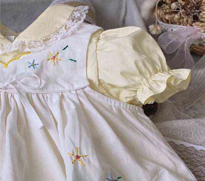 Miayii Roupas de bebê Espanhol Lolita Vintage Turquia Lace Bow Bordado Bordado Festa de Aniversário Páscoa Princesa Vestido para Meninas A13 G1129