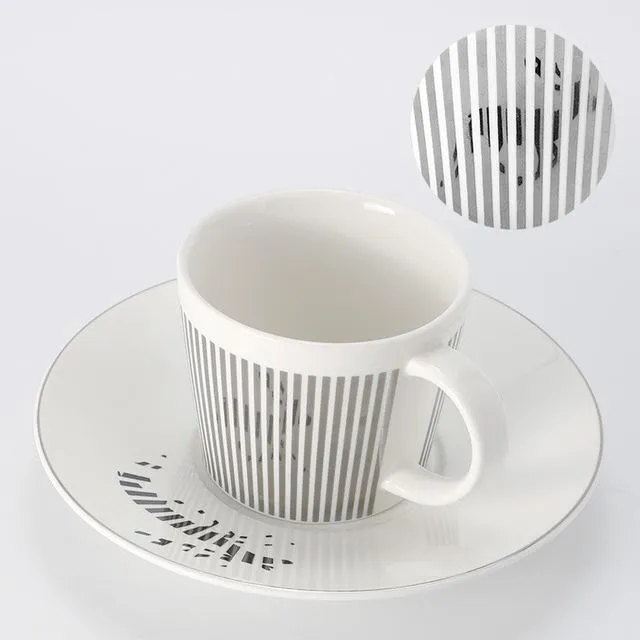 Kubki 90 225 ml Kreatywne lampart Anamorficzny kawa lustro Refleksja Zebra Vintage Tea Cups and Spoter Sets 254T