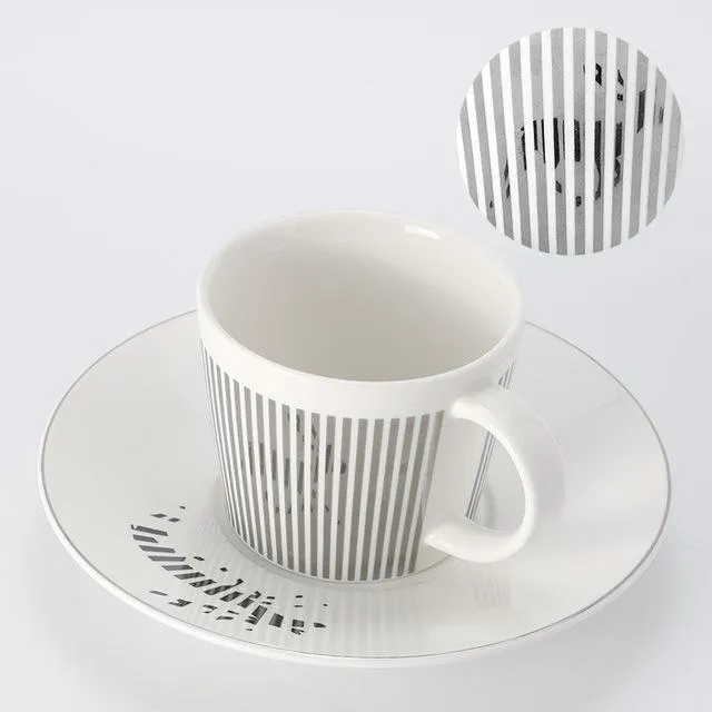 Mugs 90 225 ml Creative Leopard Anamorphic Coffee Cup Mirror Reflection Zebra Vintage Tea Cups and Saucer Sets341y