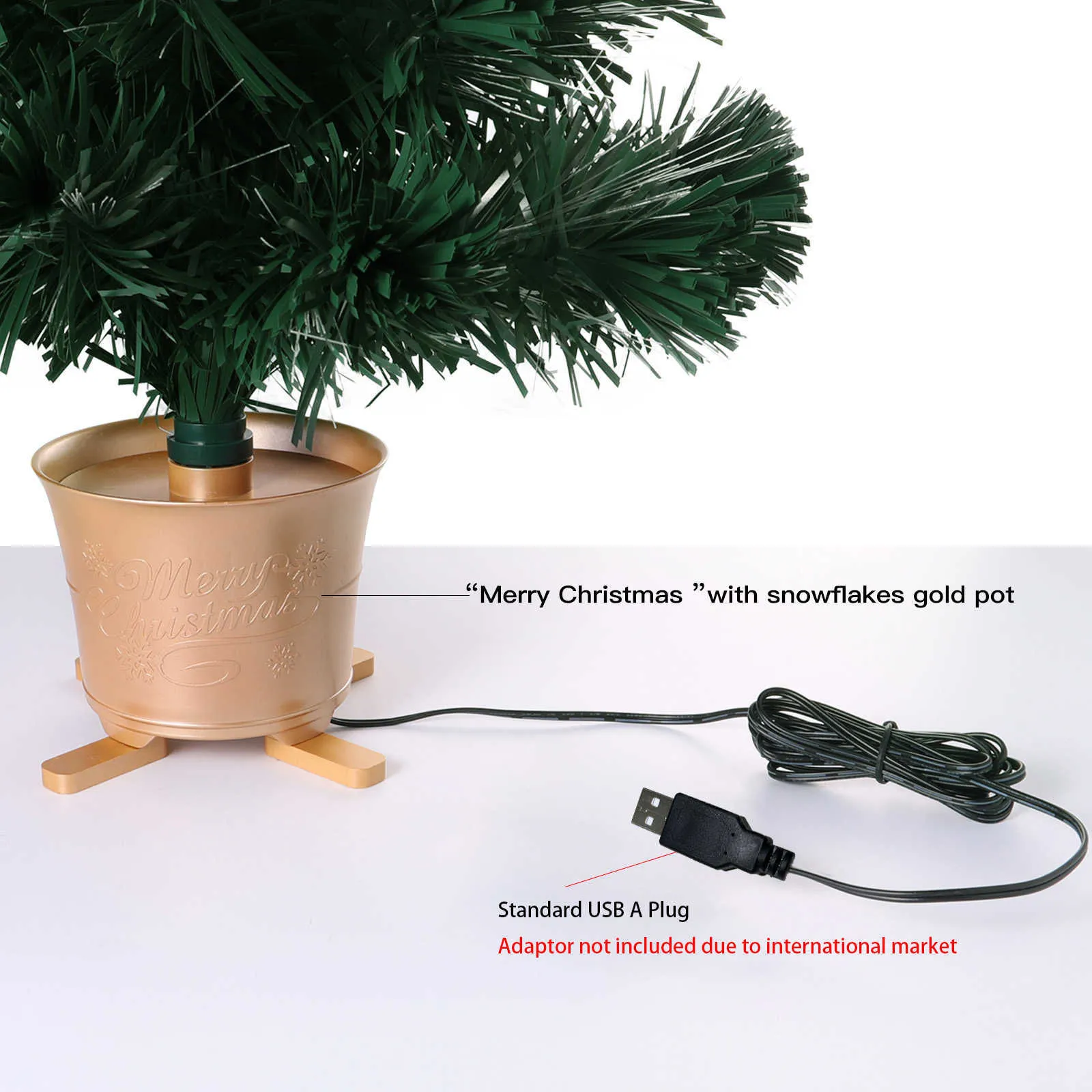 24 of 32 inch groene glasvezelverlichting kerstboom met kleurrijke veranderende LED-verlichting 211018