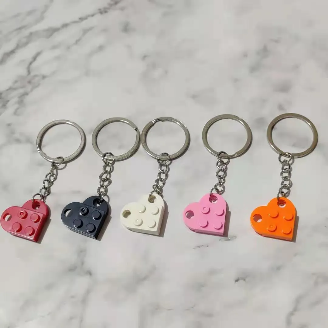 Legoes Brick Heart Brelok Keychain Kochankowie BFF Najlepsi przyjaciele Urok Biżuteria Prezent Talizman Klucz Brelok Wisiorek Dla Kobiet Mężczyzn Llavero