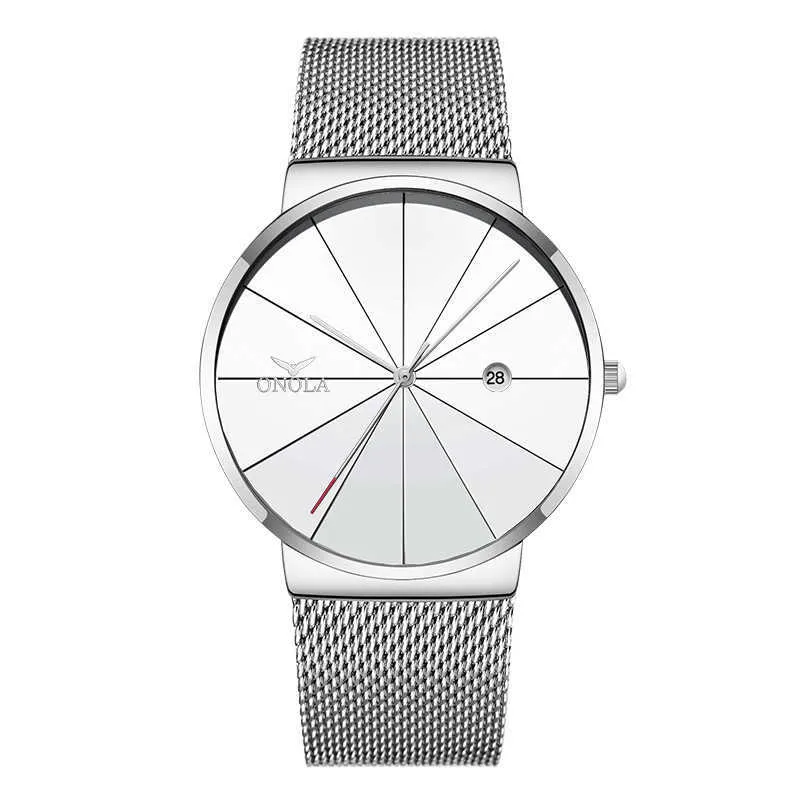 2021 NOUVELLE mode montre à quartz pour hommes avec calendrier en acier inoxydable chaîne en métal bracelet décontracté simplicité hommes montre étanche G1022