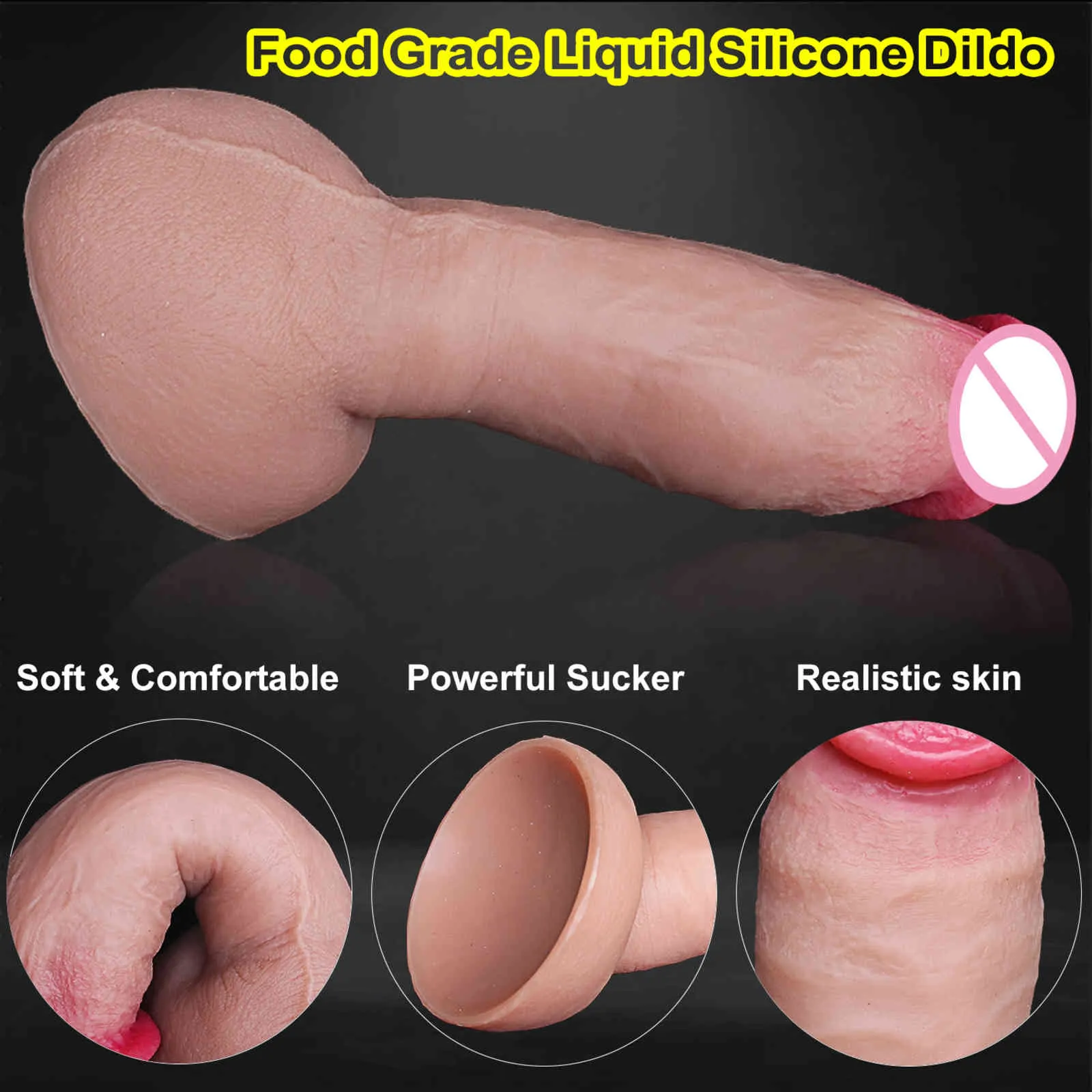 Pelle morbida al tatto Realistico grosso grosso dildo Gay Masturbatori Silicone Dick Grande ventosa Pene Plug anale Giocattolo del sesso uomini Donne1074550234