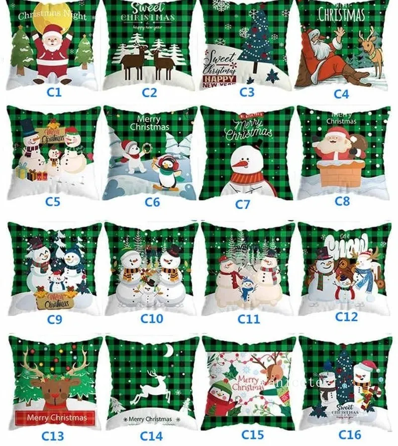 176 Designs Weihnachtskissenbezug Weihnachtsmann Weihnachtsbaum Schneemann Kissenbezug Bunter Kissenbezug Home Sofa Auto Dekor T2I52960