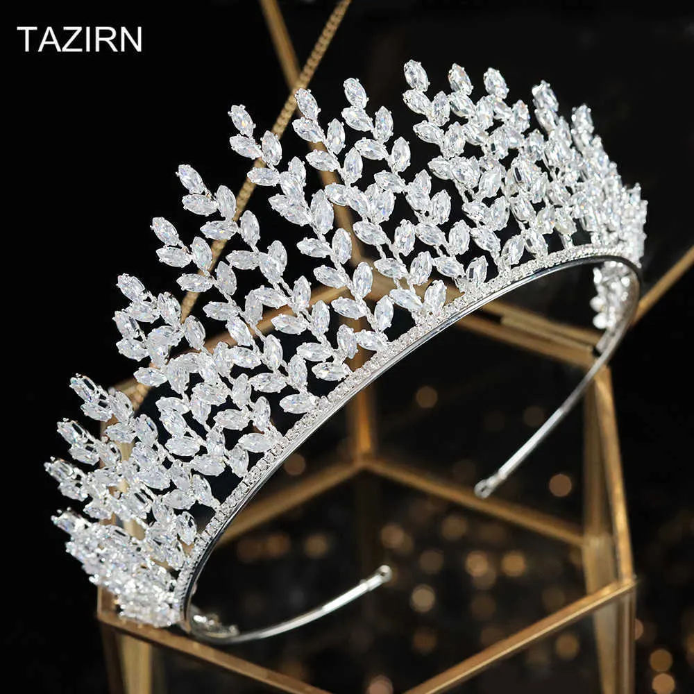 2021 Trend Tarias Zircon Diadem Söt 16 Quinceanera Princess Kronor CZ Bröllop Bröllop Headpieces Hair Smycken X0625