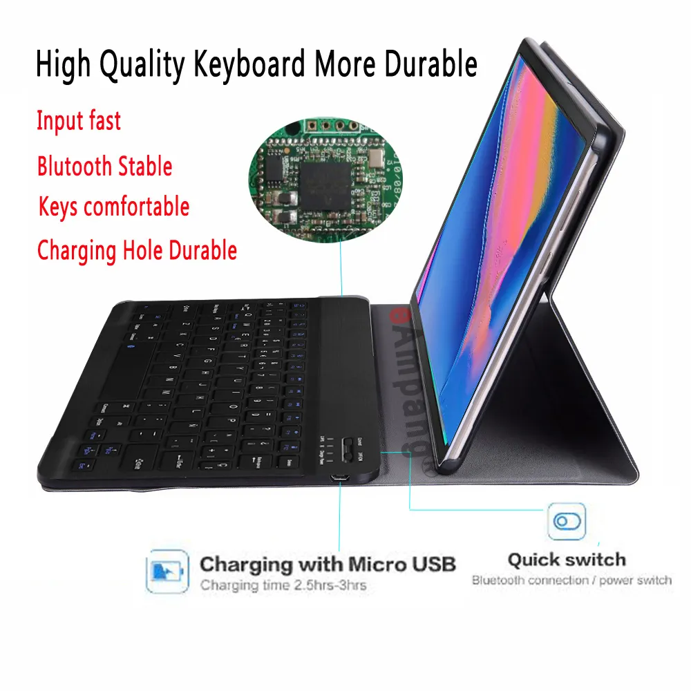 Custodia tastiera Samsung Galaxy Tab A 8 Plus 2019 Custodia SM-P200 SM-P205 P200 P205 Samsung Tab A 8 2019 Cover tastiera