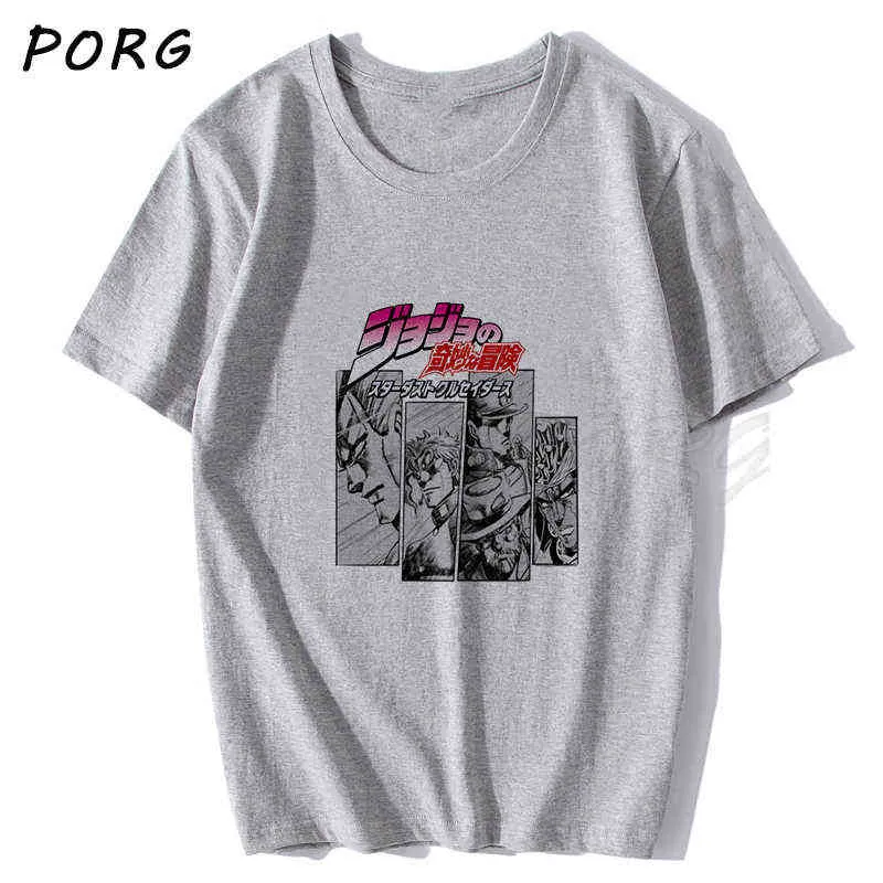 Jojos Bizarre Adventure Vintage Men Manga T-shirt Harajuku Streetwear Cotton Camisetas Hombre Men Vaporwave Japan Anime Shirt G220223