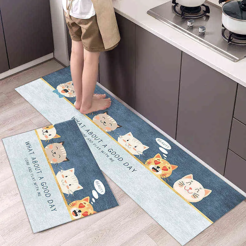 Cartoons Kitchen Mat Anti-Slip Entrance Door Bathroom Floor Mat Indoor Carpet Bedroom Absorbent Area Rugs Living Room Prayer Pad 211109