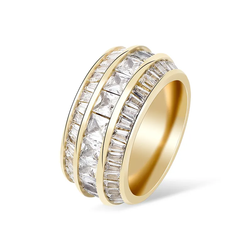 Nowy moda urok Square Cubic Zirconia Stones Pierścienie mrożone mikro preparowanie Kobiety para złotego koloru pierścienia bioder biżuterii prezent7475684