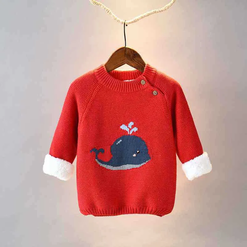 Winter baby plus fluwelen truien jongens dikker warme trui kleding peuter gebreide trui jassen 0-6 jaar kinderwol knitwear y1024