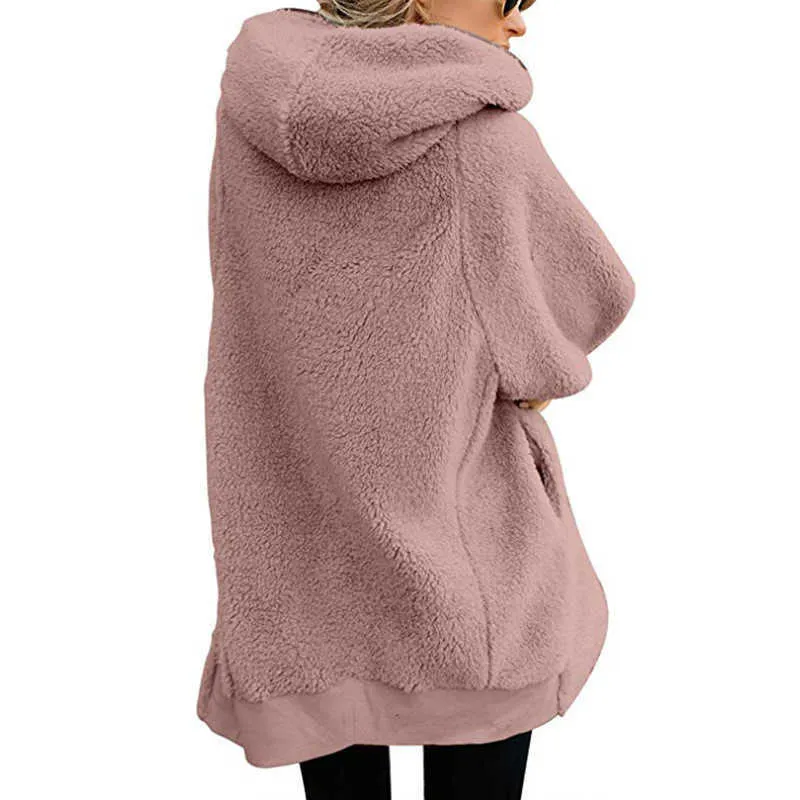 Lamb velvet hooded women long winter jacket autumn and plus size 5XL warm outwear coat female 211014