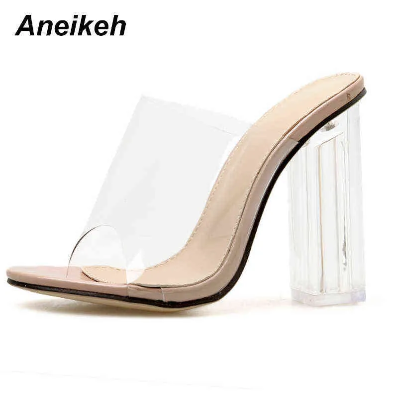 Sandalen Aneikeh Neue Frauen Sandalen PVC Gelee Kristall Ferse Transparent Sexy Helle High Heels Sommer Pumps Schuhe Größe 41 42 220121