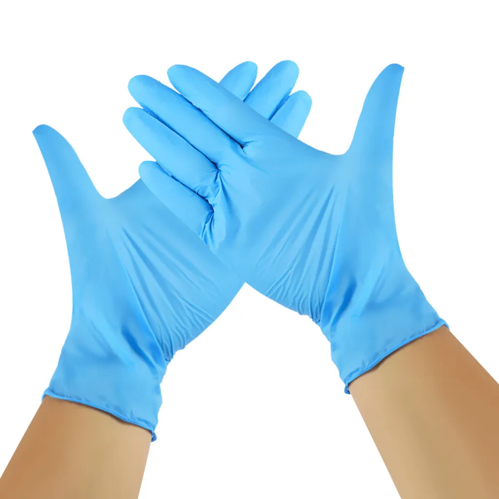 Guantes de jardín de goma para el hogar, trabajo de cocina, lavavajillas, desechables, de látex, ultrafinos, azules, 100 unidades