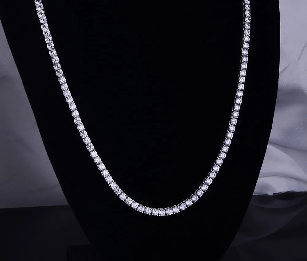 925 Sterling Sier 14k Gold 10mm 30 Inch Diamonds Tennis Chain Necklace For Hiphop Jewelry294e