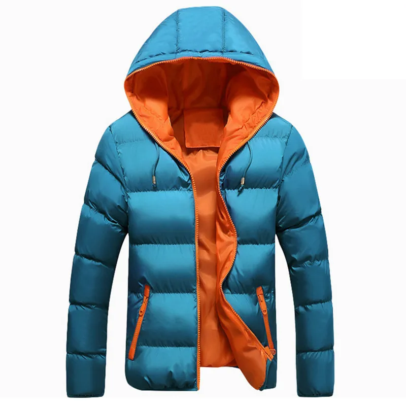 Homens outono inverno jaqueta parkas cor sólida algodão acolchoado masculino casual casacos com capuz outerwear UE tamanho xs-3xl