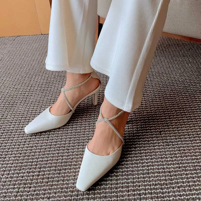 ALLBITEFO Bellissimo design a nastro sandali da donna in vera pelle genuina stiletto street fashion donne sexy tacchi sandali estivi 210611