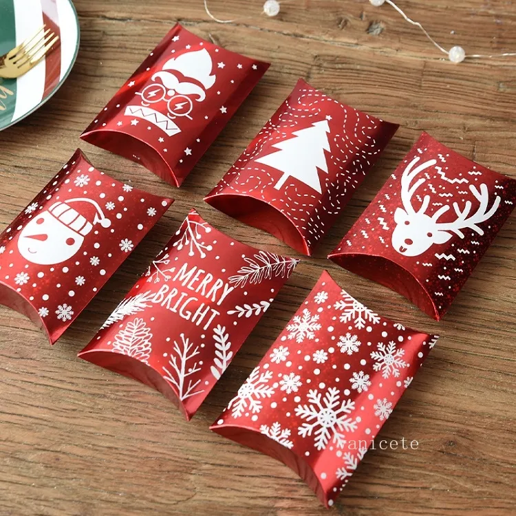 Decoración de fiesta Caja de embalaje de almohada láser Caja de dulces de Navidad Bolsa de regalo de centro comercial Eve 8style T2I52809