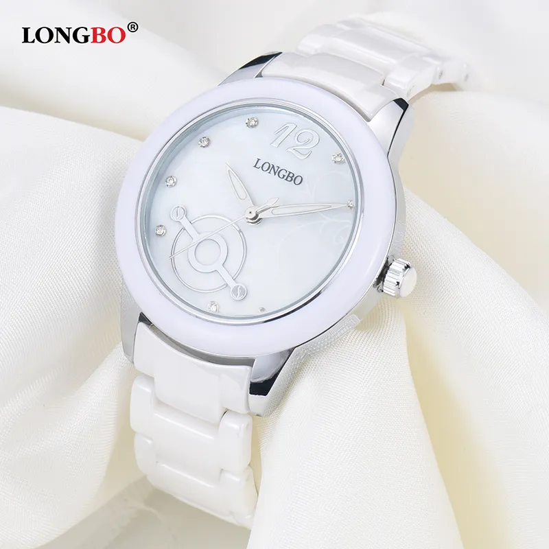 Costume da donna Abito Orologio di moda Cassa in ceramica Orologi impermeabili di lusso Orologio da polso da donna con cinturino bianco ragazza Bellissimo orologio268d