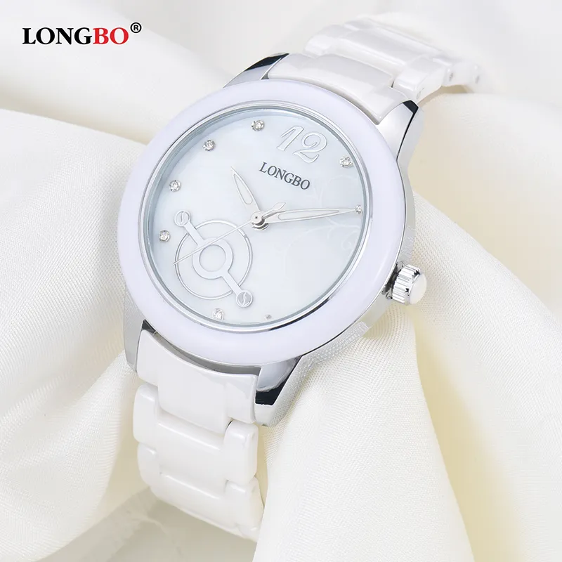 Dameskostuumjurk Mode horloge keramische kast Luxe waterdichte horloges Dames Witte Band polshorloge meisje Mooie clock268d