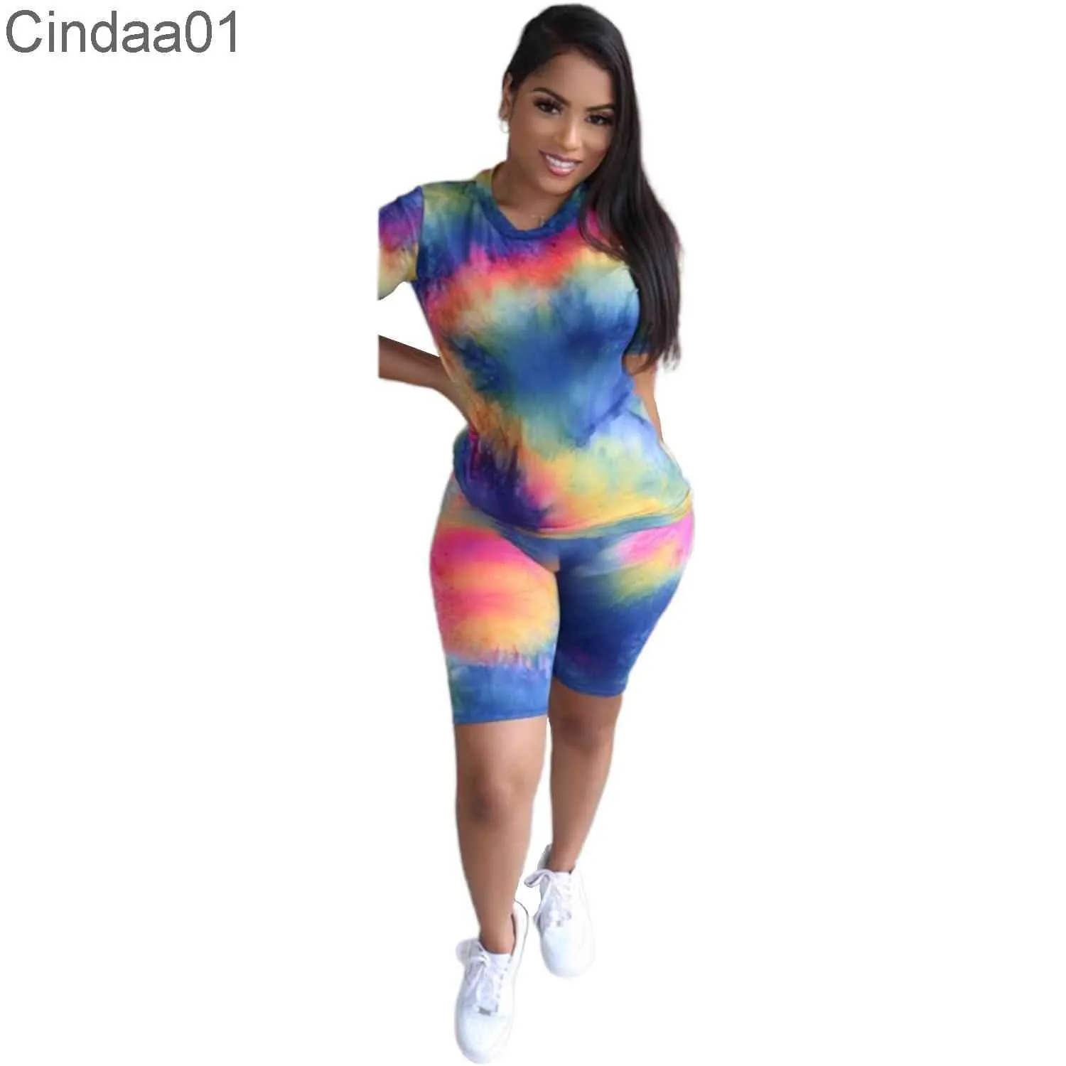 Women Tracksuits Designer Jogging Suit T-shirt Home Tie Dye Summer Two Womens Short Sets Outfits