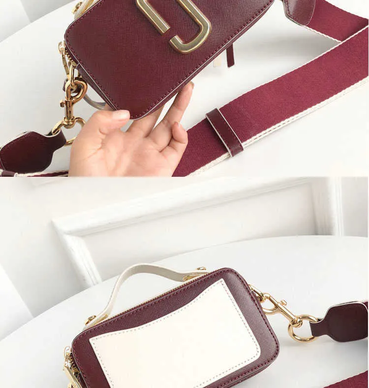 Fashion Womens Portable Camera Bag Color Matching Top Layer Cowhide Leather Evening Purse Zipper Luxury Shoulder Messenger Small S7189833