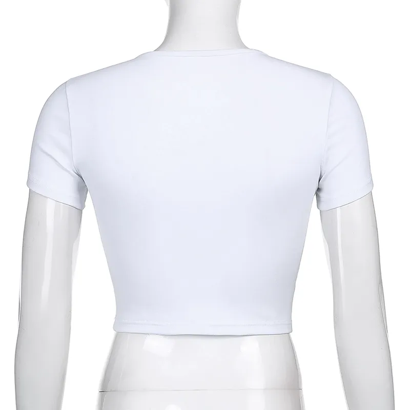 Brief print zomer t-thirts voor meisjes met korte mouw vrouwelijke kawaii y2k crop top vrouwen casual wit tee shirt Basic 210510