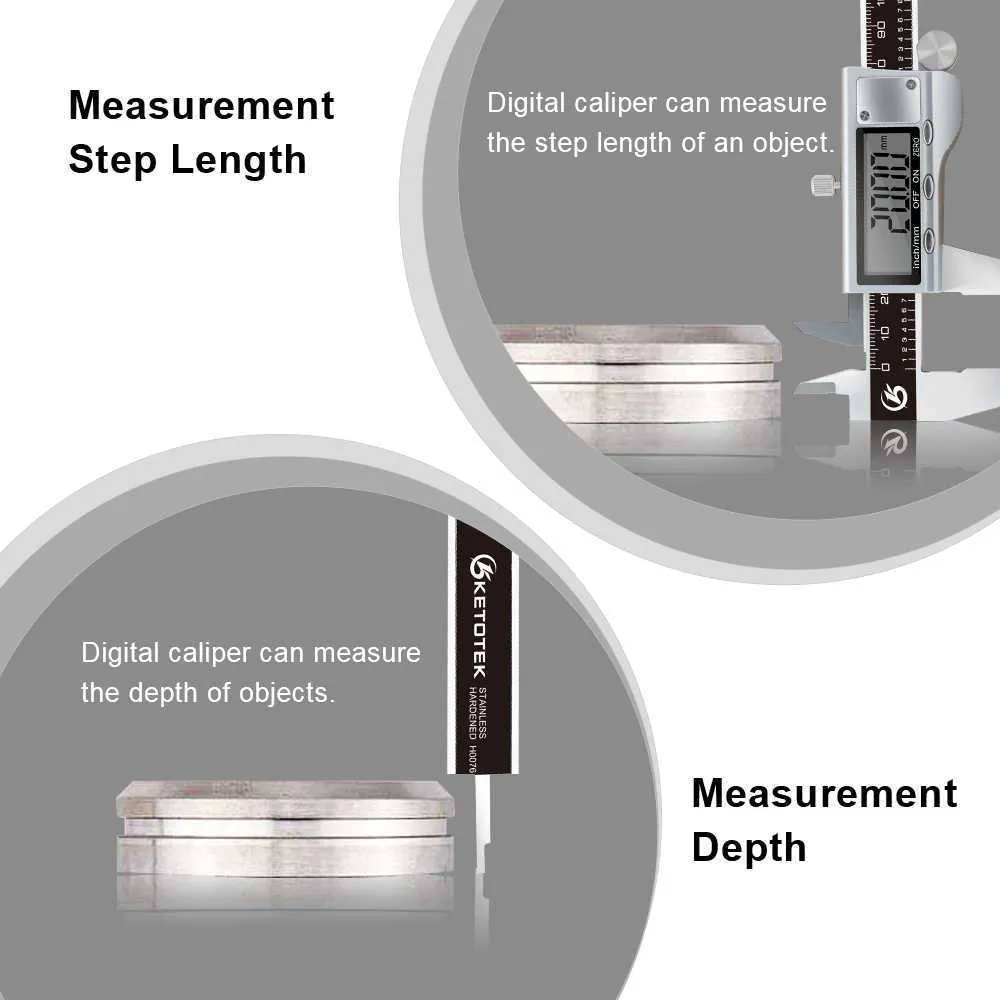 Pied à coulisse numérique 6 pouces 150mm en acier inoxydable micromètre électronique en métal outils de mesure de profondeur 210922