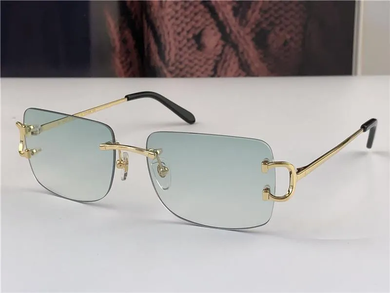 Designer de luxo dos homens óculos de sol lente corte diamante marca design piccadilly irregular frameless uv400 lente cor luz ouro 0104242a