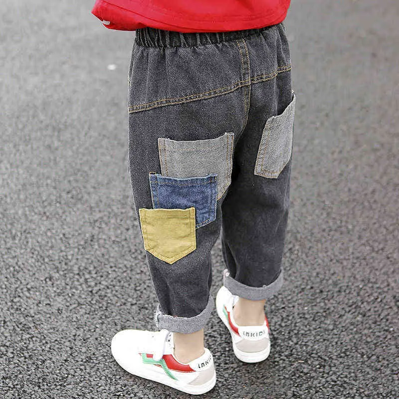 2 3 4 5 6 Years Boy Jeans Fashion Multicolor Multi-pocket Denim Pants Toddler Baby Boys Harem Pants Spring Autumn Trousers New G1220
